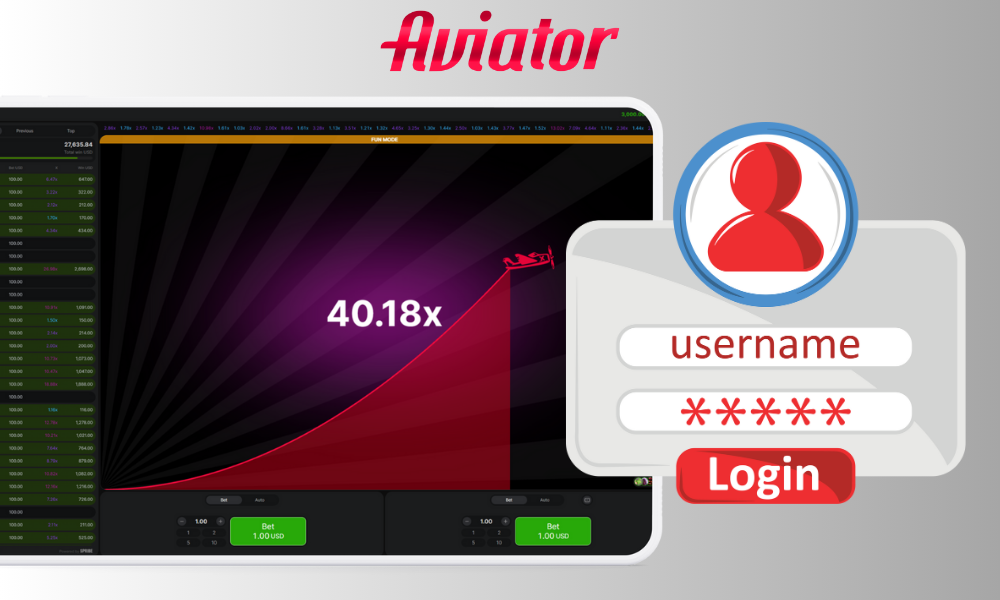 Log in to your personal account for the Aviator game