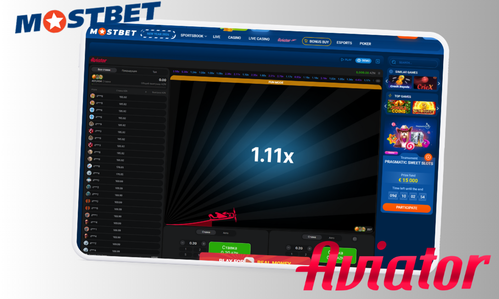 Play Aviator on the Mostbet platform