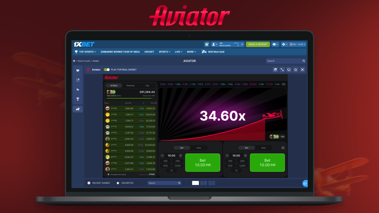 Play Aviator on the 1xBet platform