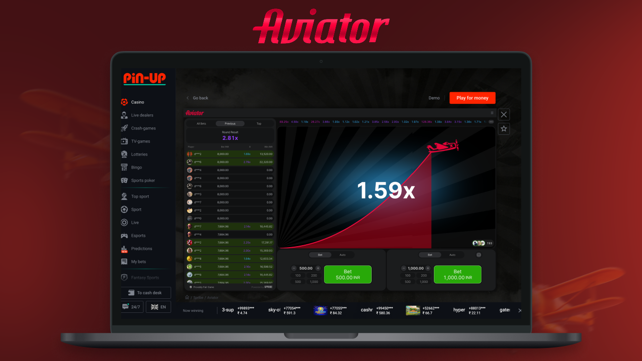 Play Aviator on the Pin Up platform
